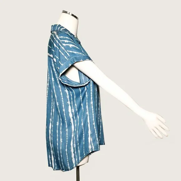 Style&co. Mock Denim Hi-Low Top - Picture 4 of 6